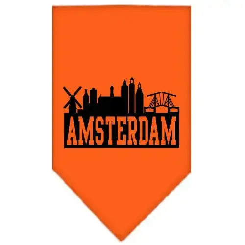 Amsterdam-Skyline-Screen-Print-Bandana-Orange-Small-GreatEagleInc-318501236