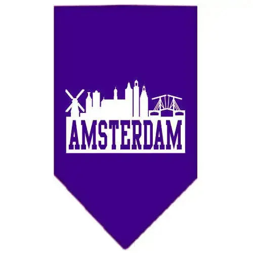 Amsterdam-Skyline-Screen-Print-Bandana-Purple-Small-GreatEagleInc-318501323