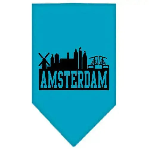 Amsterdam-Skyline-Screen-Print-Bandana-Turquoise-Large-GreatEagleInc-318500241