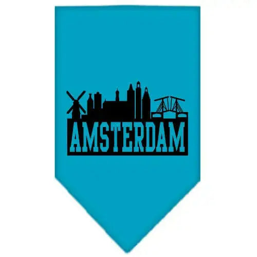 Amsterdam-Skyline-Screen-Print-Bandana-Turquoise-Small-GreatEagleInc-318501535