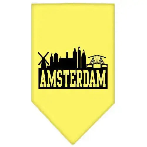 Amsterdam-Skyline-Screen-Print-Bandana-Yellow-Large-GreatEagleInc-318500419