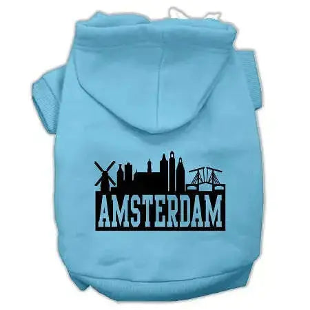 Amsterdam-Skyline-Screen-Print-Pet-Hoodies-Baby-Blue-Size-Lg-GreatEagleInc-318636124
