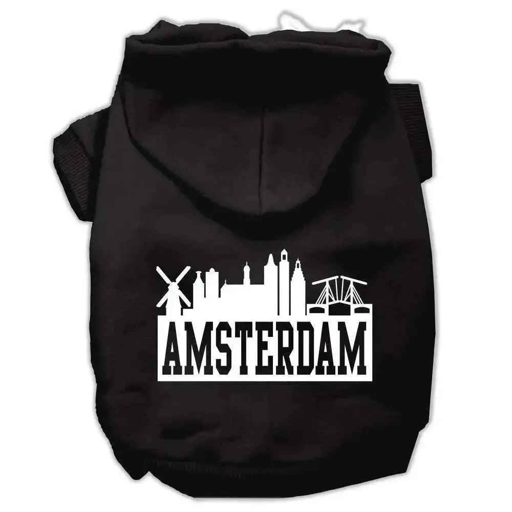 Amsterdam-Skyline-Screen-Print-Pet-Hoodies-Black-Size-Med-GreatEagleInc-318666435