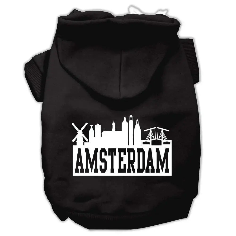 Amsterdam-Skyline-Screen-Print-Pet-Hoodies-Black-Size-Xl-GreatEagleInc-319767729