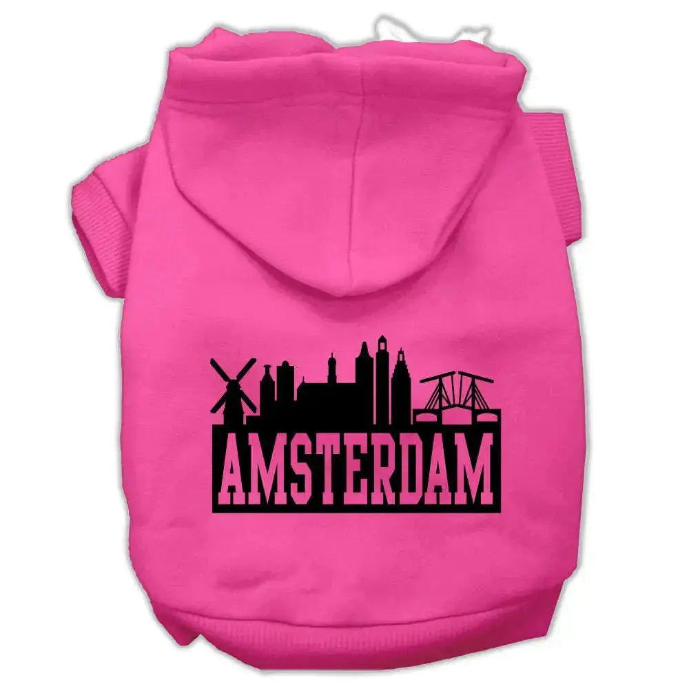 Amsterdam-Skyline-Screen-Print-Pet-Hoodies-Bright-Pink-Size-Med-GreatEagleInc-319769382