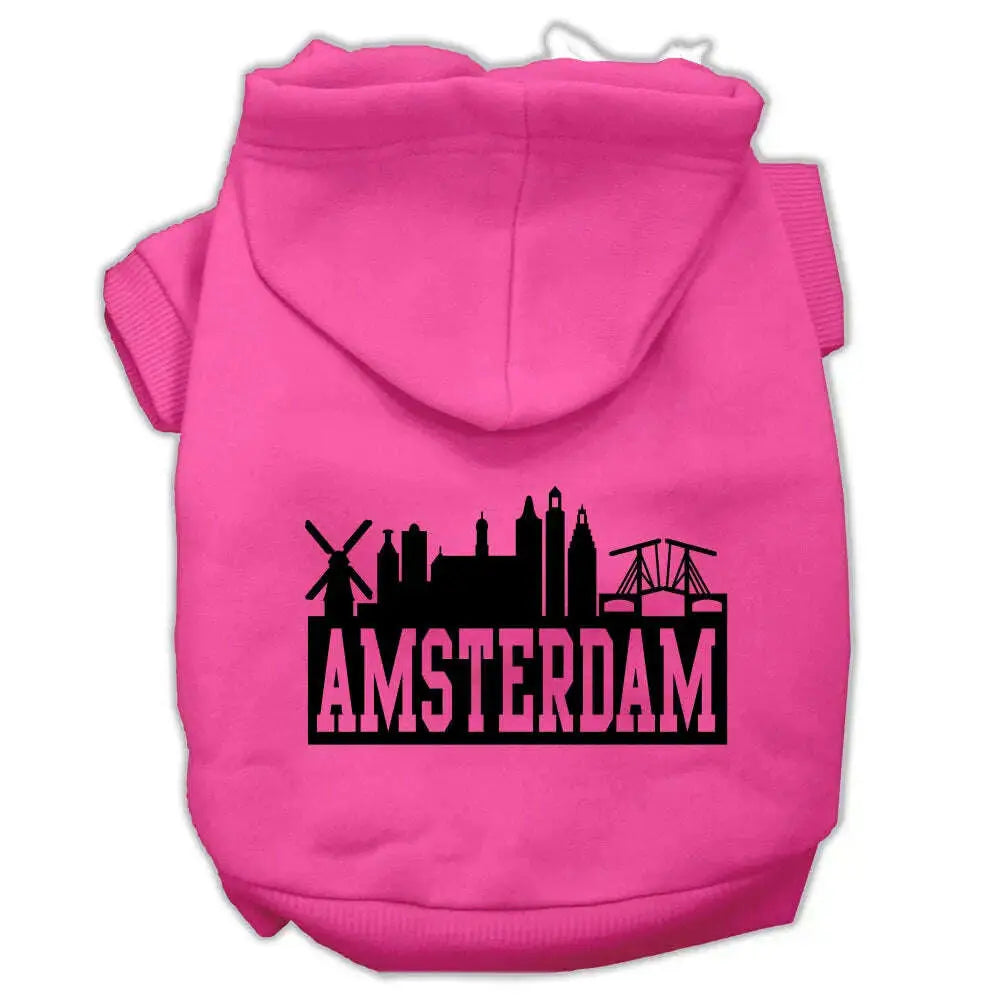 Amsterdam-Skyline-Screen-Print-Pet-Hoodies-Bright-Pink-Size-Xxxl-GreatEagleInc-319764769