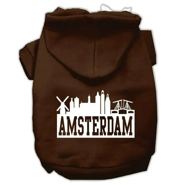 Amsterdam-Skyline-Screen-Print-Pet-Hoodies-Brown-Size-Med-GreatEagleInc-318666683