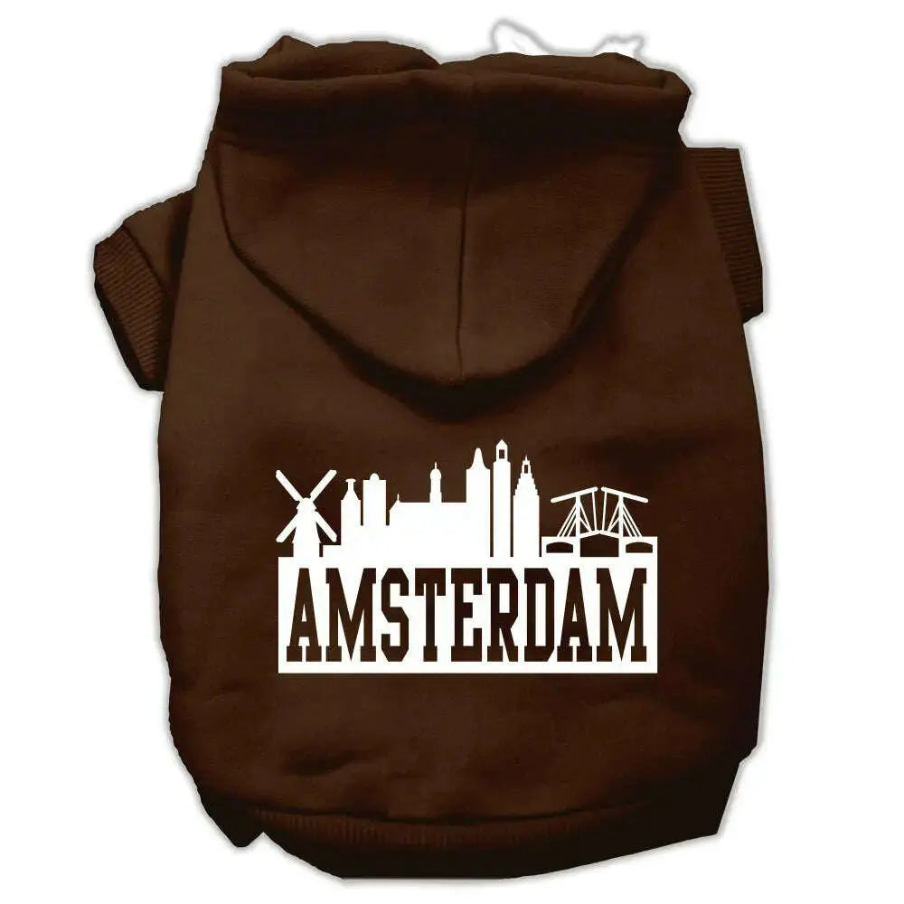 Amsterdam-Skyline-Screen-Print-Pet-Hoodies-Brown-Size-Sm-GreatEagleInc-319768314
