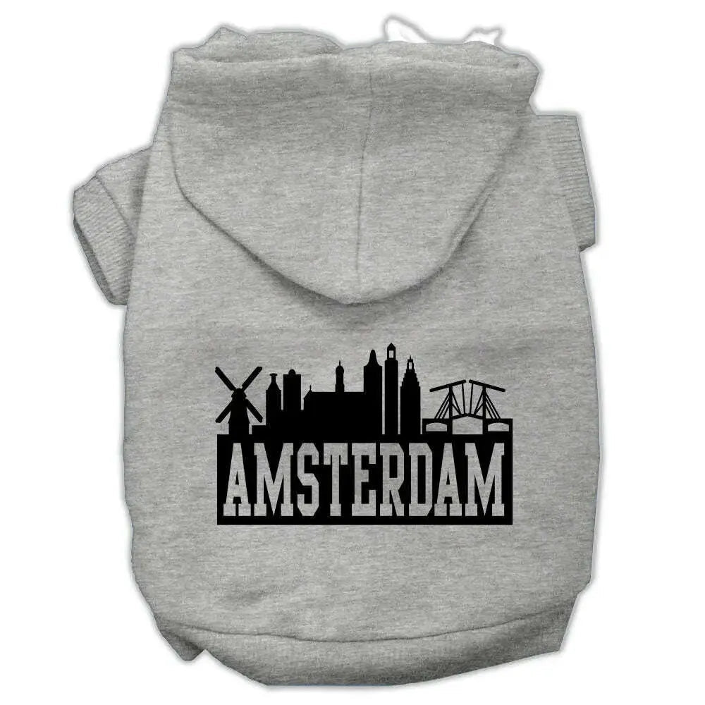 Amsterdam-Skyline-Screen-Print-Pet-Hoodies-Grey-Size-Xxl-GreatEagleInc-319765445
