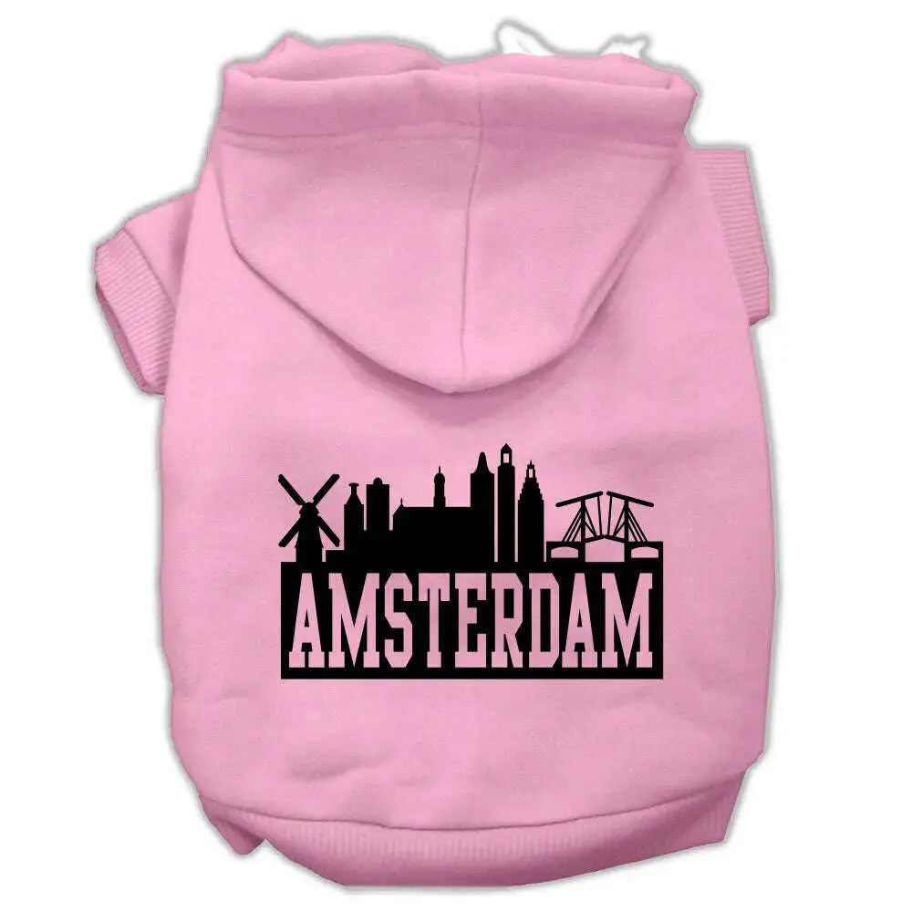 Amsterdam-Skyline-Screen-Print-Pet-Hoodies-Light-Pink-Size-Sm-GreatEagleInc-319768069