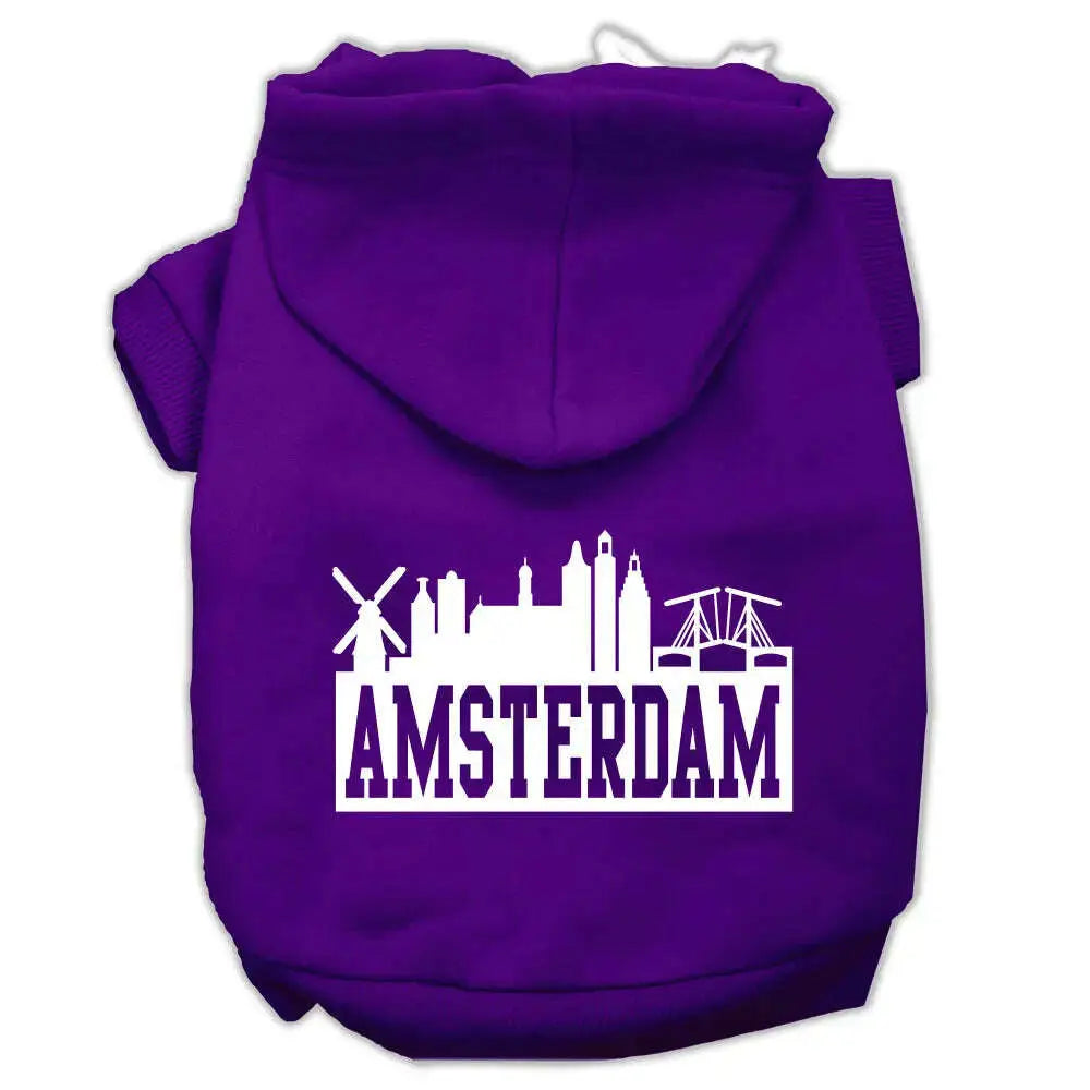 Amsterdam-Skyline-Screen-Print-Pet-Hoodies-Purple-Size-Xl-GreatEagleInc-319767074