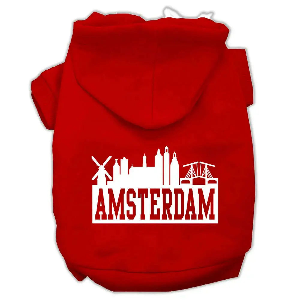 Amsterdam-Skyline-Screen-Print-Pet-Hoodies-Red-Size-Med-GreatEagleInc-319768841
