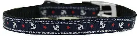 Anchors-Nylon-Dog-Collar-With-Classic-Buckle-3-8_-Blue-Size-12-GreatEagleInc-333687224