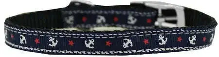 Anchors-Nylon-Dog-Collar-With-Classic-Buckle-3-8_-Blue-Size-8-GreatEagleInc-333687055