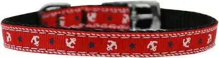 Anchors-Nylon-Dog-Collar-With-Classic-Buckle-3-8_-Red-Size-16-GreatEagleInc-333686895