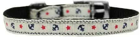 Anchors-Nylon-Dog-Collar-With-Classic-Buckle-3-8_-White-Size-10-GreatEagleInc-333686736