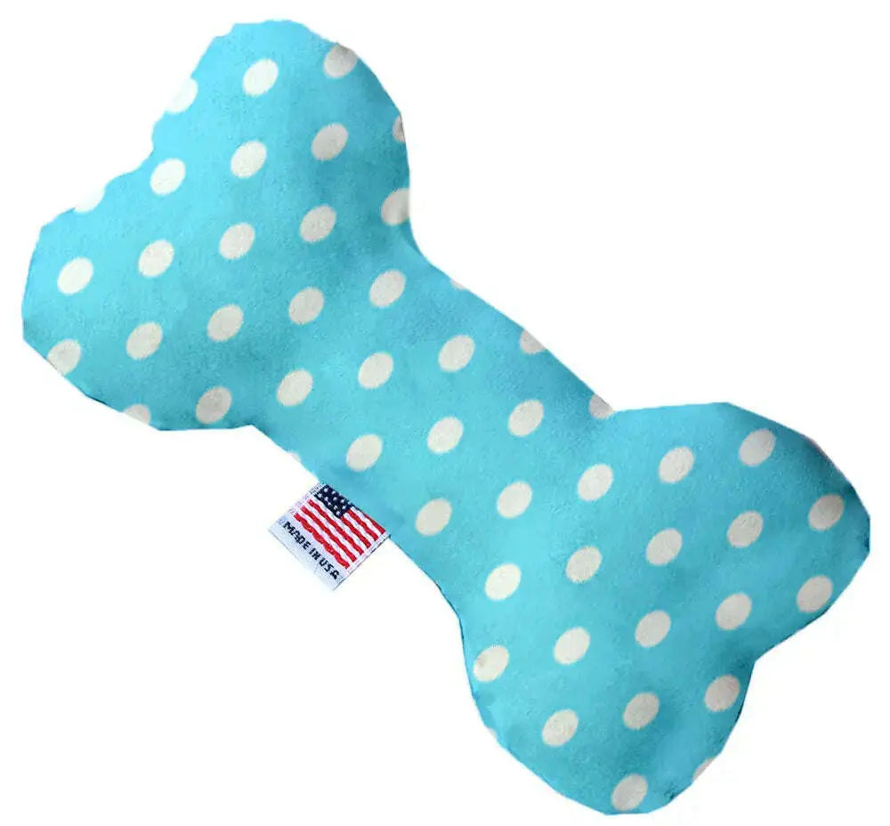 Aqua-Polka-Dots-10-Inch-Bone-Dog-Toy-GreatEagleInc-319612053
