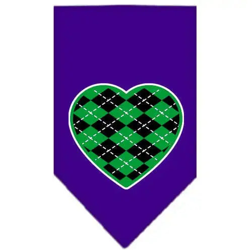 Argyle-Heart-Green-Screen-Print-Bandana-Purple-Large-GreatEagleInc-319212378