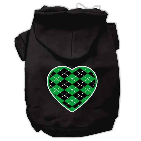 Argyle-Heart-Green-Screen-Print-Pet-Hoodies-Black-Size-Lg-GreatEagleInc-319173220