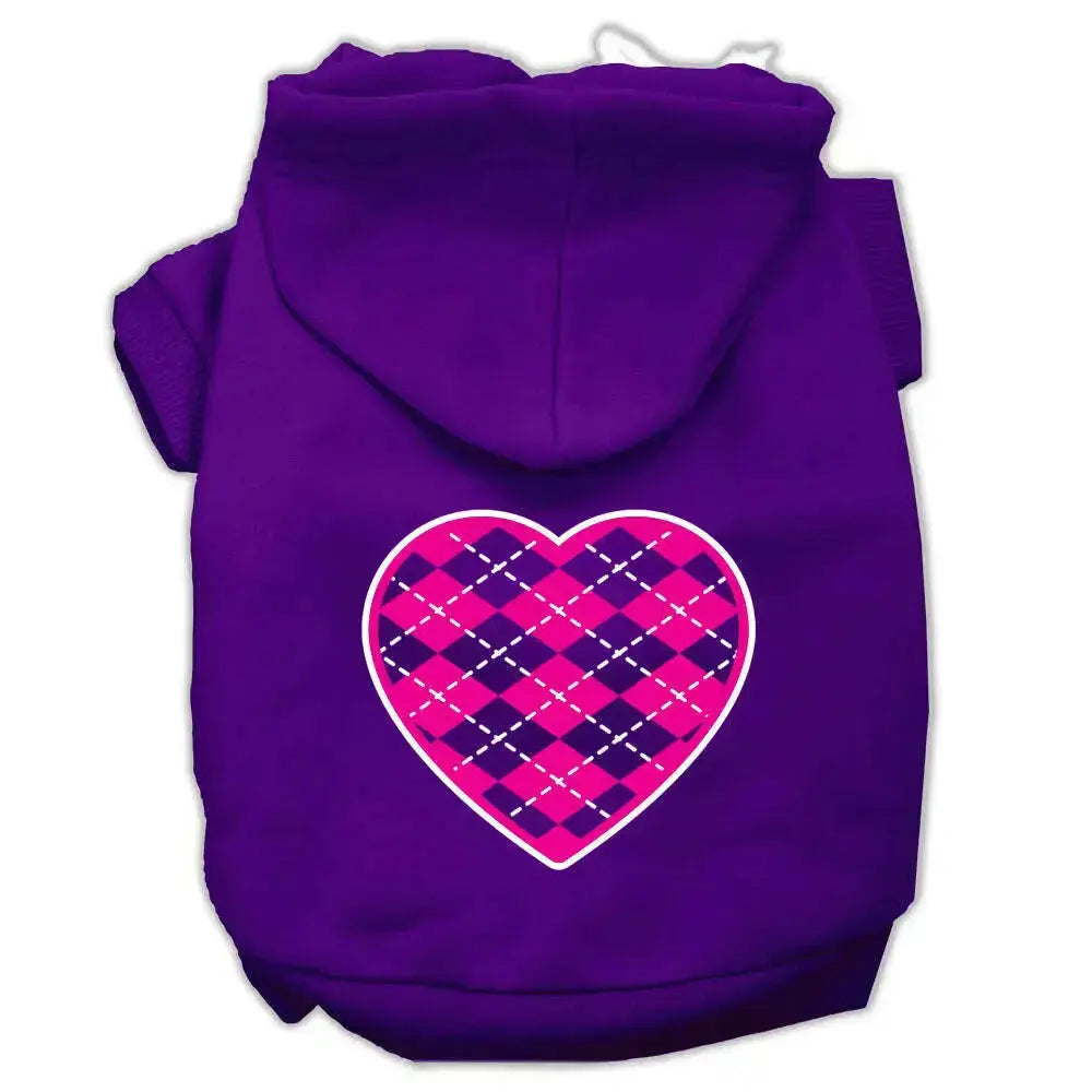 Argyle-Heart-Pink-Screen-Print-Pet-Hoodies-Purple-Size-Sm-GreatEagleInc-319166688