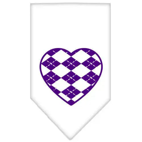 Argyle-Heart-Purple-Screen-Print-Bandana-White-Large-GreatEagleInc-319360462