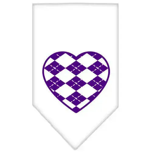 Argyle-Heart-Purple-Screen-Print-Bandana-White-Small-GreatEagleInc-319360246