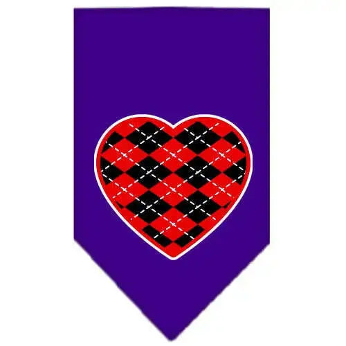 Argyle-Heart-Red-Screen-Print-Bandana-Purple-Large-GreatEagleInc-319360026