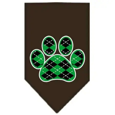 Argyle-Paw-Green-Screen-Print-Bandana-Cocoa-Large-GreatEagleInc-319363053