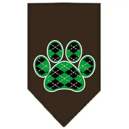 Argyle-Paw-Green-Screen-Print-Bandana-Cocoa-Large-GreatEagleInc-319363053