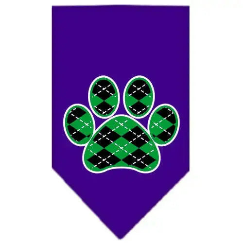 Argyle-Paw-Green-Screen-Print-Bandana-Purple-Large-GreatEagleInc-319362952