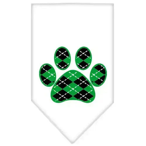 Argyle-Paw-Green-Screen-Print-Bandana-White-Large-GreatEagleInc-319362891