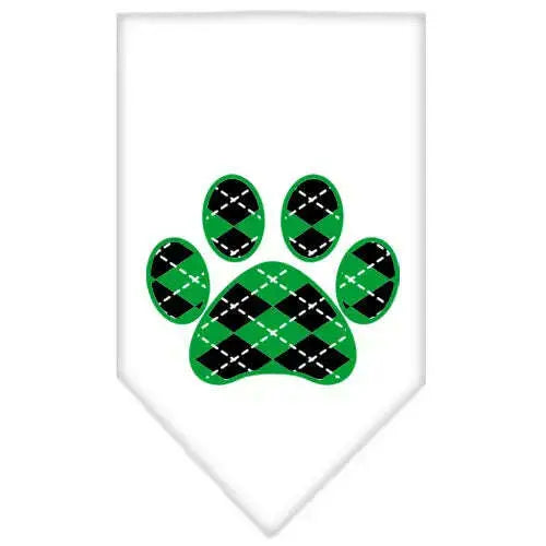 Argyle-Paw-Green-Screen-Print-Bandana-White-Small-GreatEagleInc-319362566
