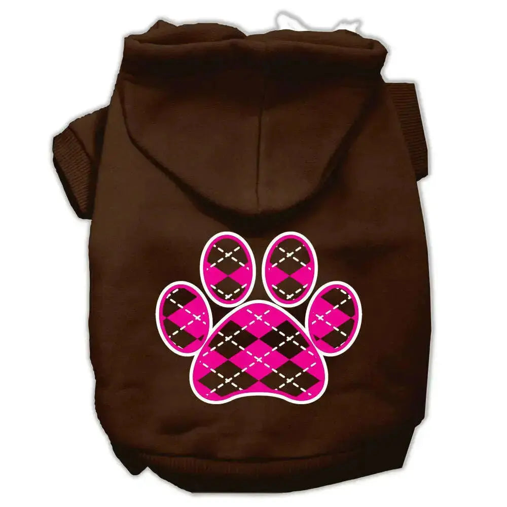 Argyle-Paw-Pink-Screen-Print-Pet-Hoodies-Brown-Size-Xl-GreatEagleInc-319162858