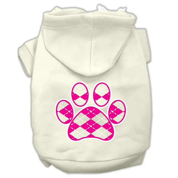 Argyle-Paw-Pink-Screen-Print-Pet-Hoodies-Cream-Size-Xs-GreatEagleInc-319162290