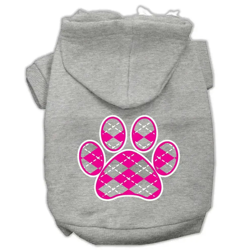 Argyle-Paw-Pink-Screen-Print-Pet-Hoodies-Grey-Size-Med-GreatEagleInc-319163672