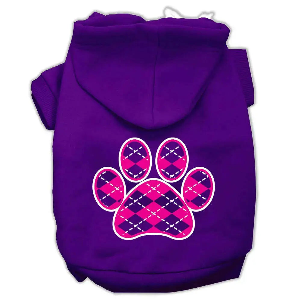 Argyle-Paw-Pink-Screen-Print-Pet-Hoodies-Purple-Size-Med-GreatEagleInc-319969032