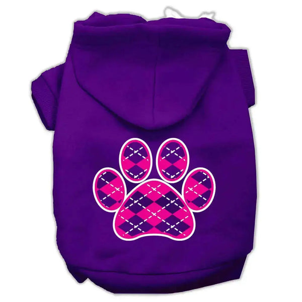 Argyle-Paw-Pink-Screen-Print-Pet-Hoodies-Purple-Size-Xl-GreatEagleInc-319969361