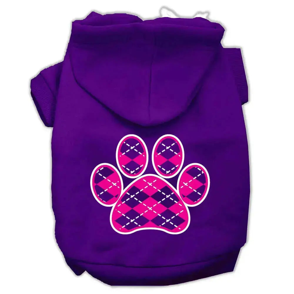 Argyle-Paw-Pink-Screen-Print-Pet-Hoodies-Purple-Size-Xs-GreatEagleInc-319162097