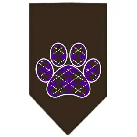 Argyle-Paw-Purple-Screen-Print-Bandana-Cocoa-Large-GreatEagleInc-319213533