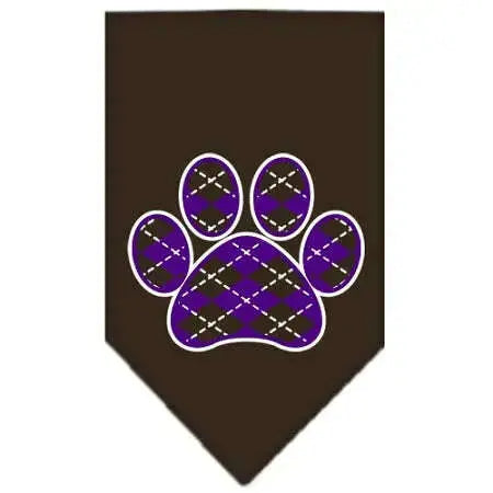 Argyle-Paw-Purple-Screen-Print-Bandana-Cocoa-Small-GreatEagleInc-319213370