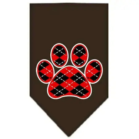 Argyle-Paw-Red-Screen-Print-Bandana-Cocoa-Small-GreatEagleInc-319213012