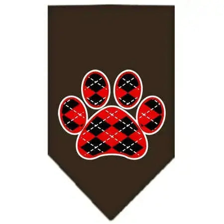 Argyle-Paw-Red-Screen-Print-Bandana-Cocoa-Small-GreatEagleInc-319213012