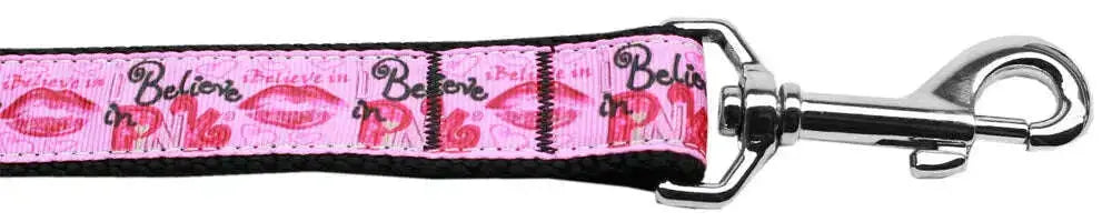 Believe-In-Pink-Nylon-Dog-Leash-3-8-Inch-Wide-6ft-Long-GreatEagleInc-318647041