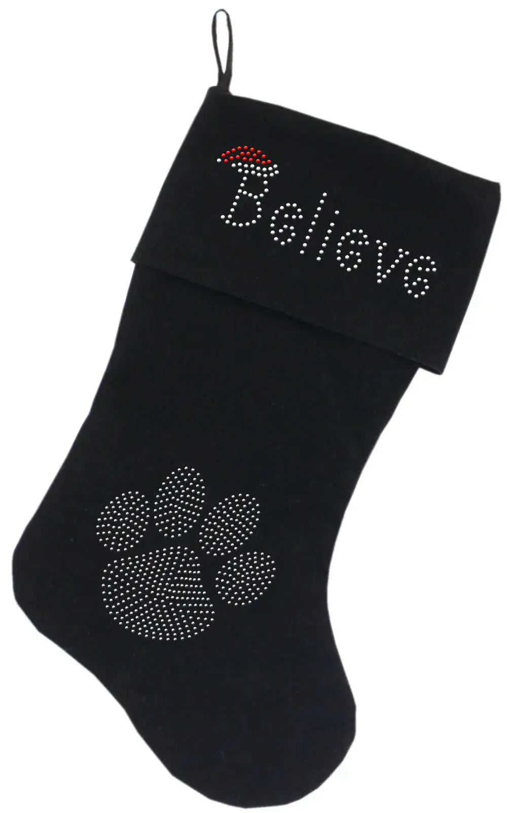 Believe-Rhinestone-18-Inch-Velvet-Christmas-Stocking-Black-GreatEagleInc-319870524