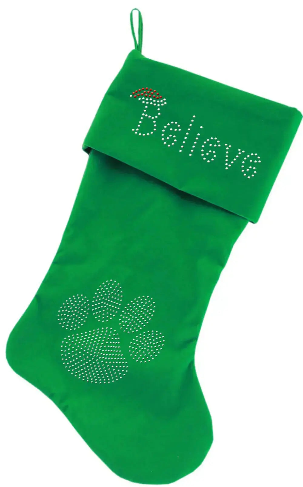 Believe-Rhinestone-18-Inch-Velvet-Christmas-Stocking-Green-GreatEagleInc-319870473