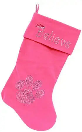 Believe-Rhinestone-18-Inch-Velvet-Christmas-Stocking-Pink-GreatEagleInc-319870392