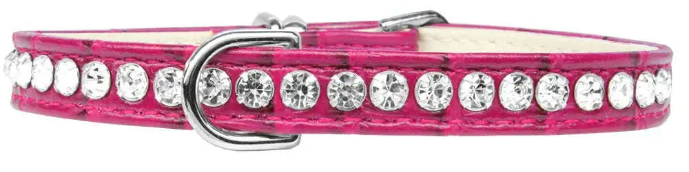 Beverly-Style-Rhinestone-Designer-Croc-Dog-Collar-Bright-Pink-Size-8-GreatEagleInc-334340353