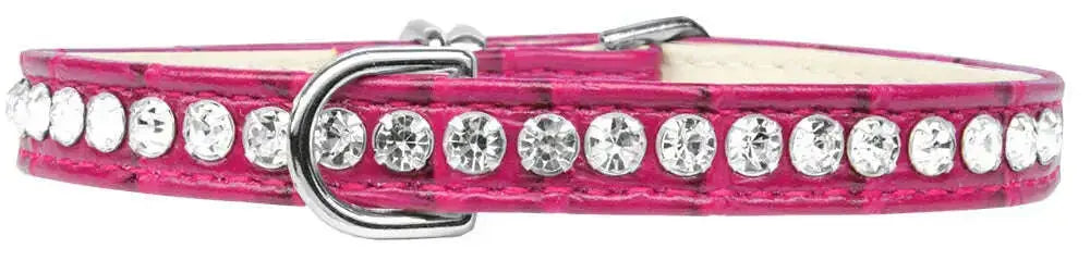 Beverly-Style-Rhinestone-Designer-Croc-Dog-Collar-Bright-Pink-Size-8-GreatEagleInc-334340353