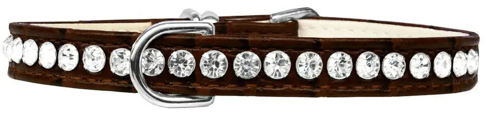 Beverly-Style-Rhinestone-Designer-Croc-Dog-Collar-Chocolate-Size-10-GreatEagleInc-334340475