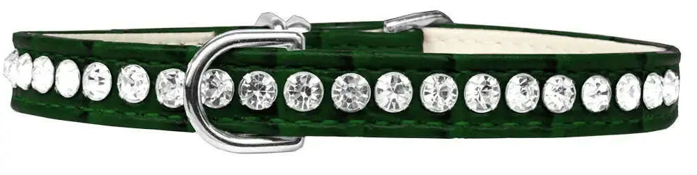 Beverly-Style-Rhinestone-Designer-Croc-Dog-Collar-Emerald-Green-Size-8-GreatEagleInc-334340771